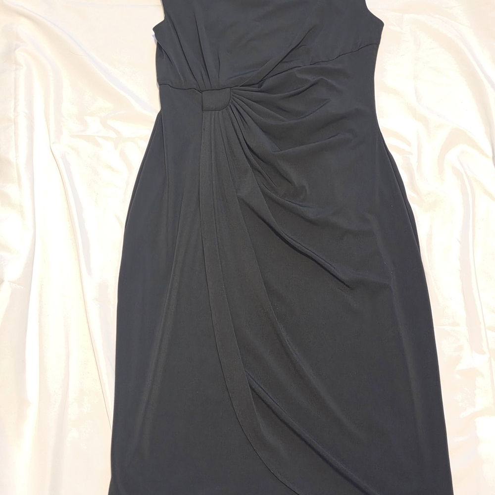 White House Black Market Black Draped Midi Dress